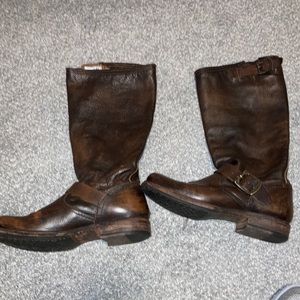 Frye 77609 Veronica Slouch Harness Boots Brown Leather